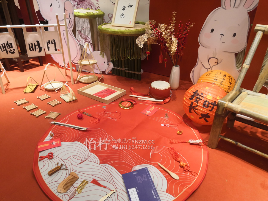 宝宝一周岁中式红布抓阄道具男女孩小孩抓周道具生日礼物布置-图一
