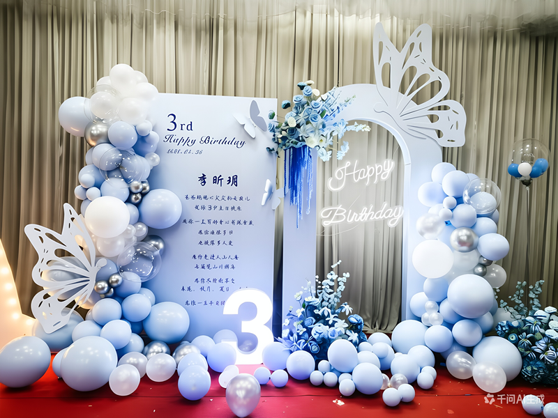 蓝色蝴蝶仙境小仙女+happbirthday亮化灯-图三