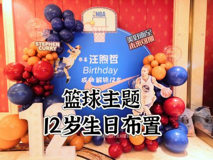 襄阳篮球主题12岁男孩生日宴气球布置